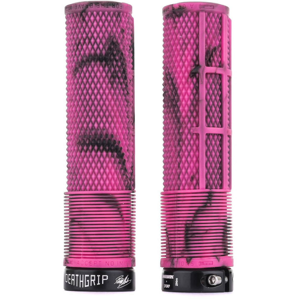DMR Brendog DeathGrip Thin Flangeless Mountain Bike Grips - Marble Pink