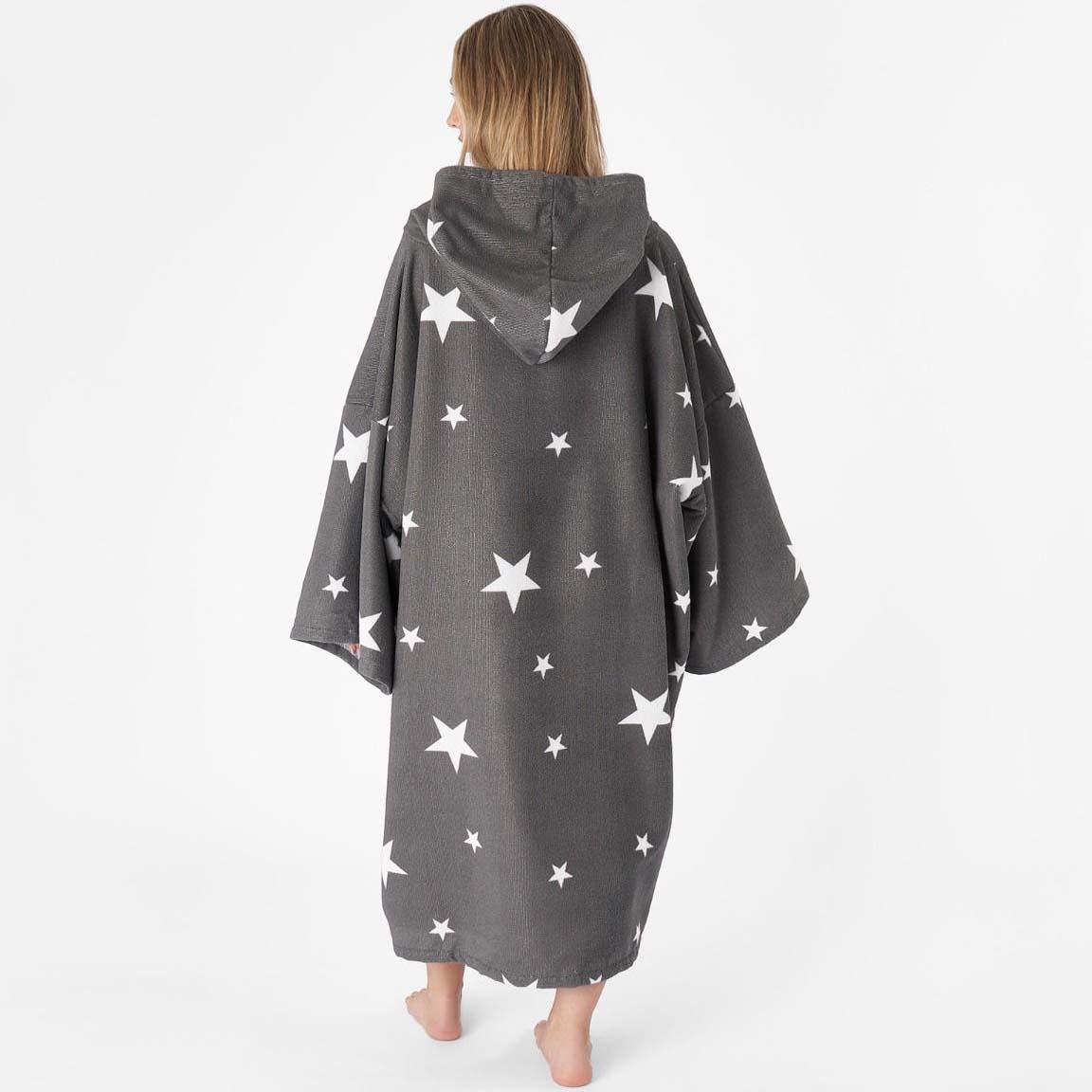 Dreamscene Adult Towel Poncho - Grey Star