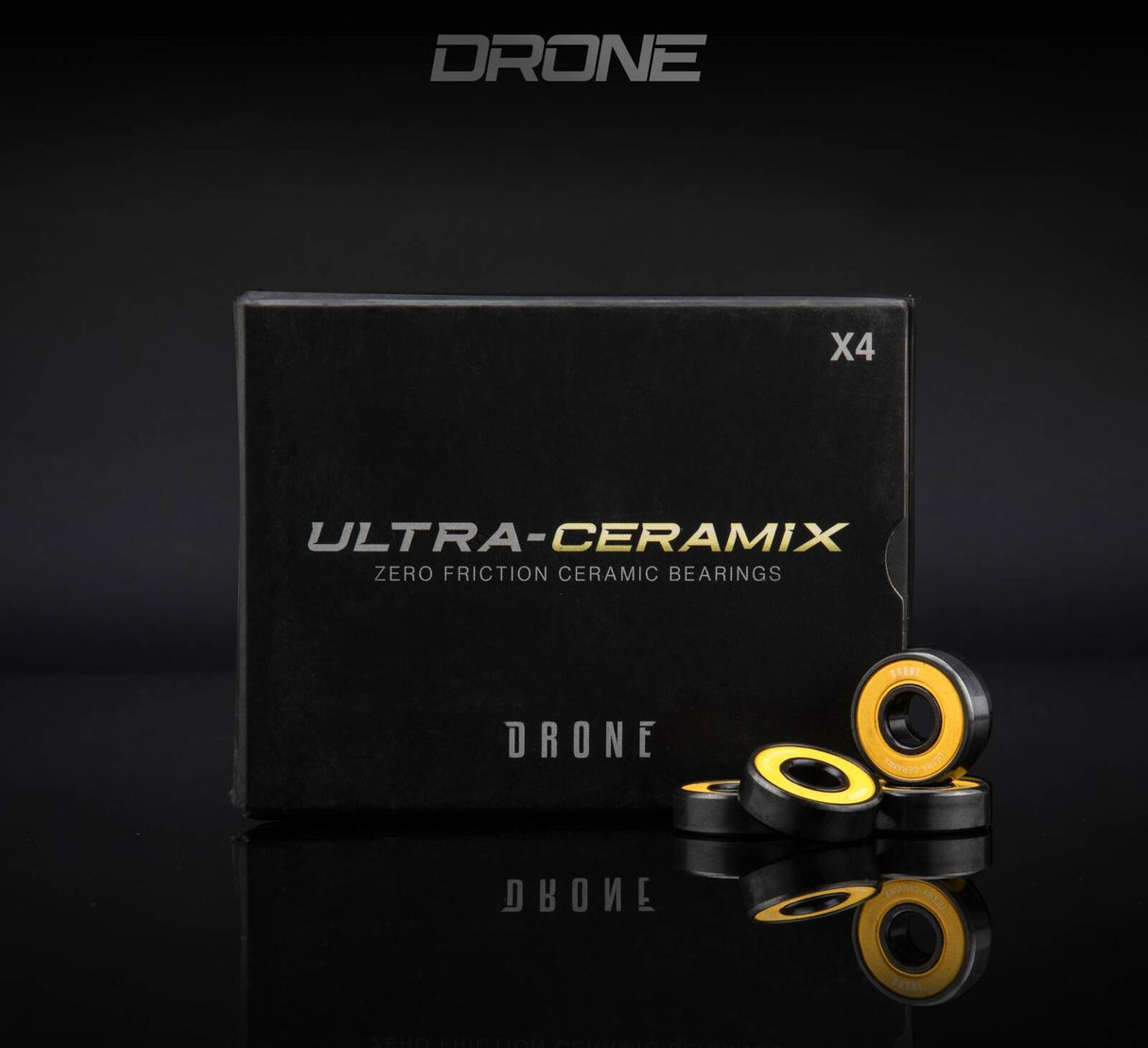 Drone Ultra-Ceramix ABEC 9 Scooter Bearings - Yellow (4 Pack)