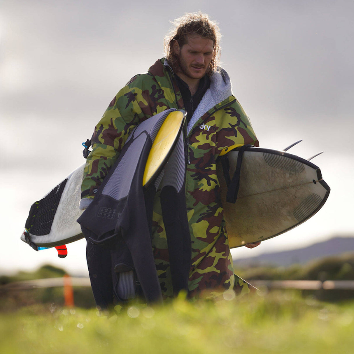 Dryrobe Advance Long Sleeve V3 Changing Robe - Camoflage/Grey