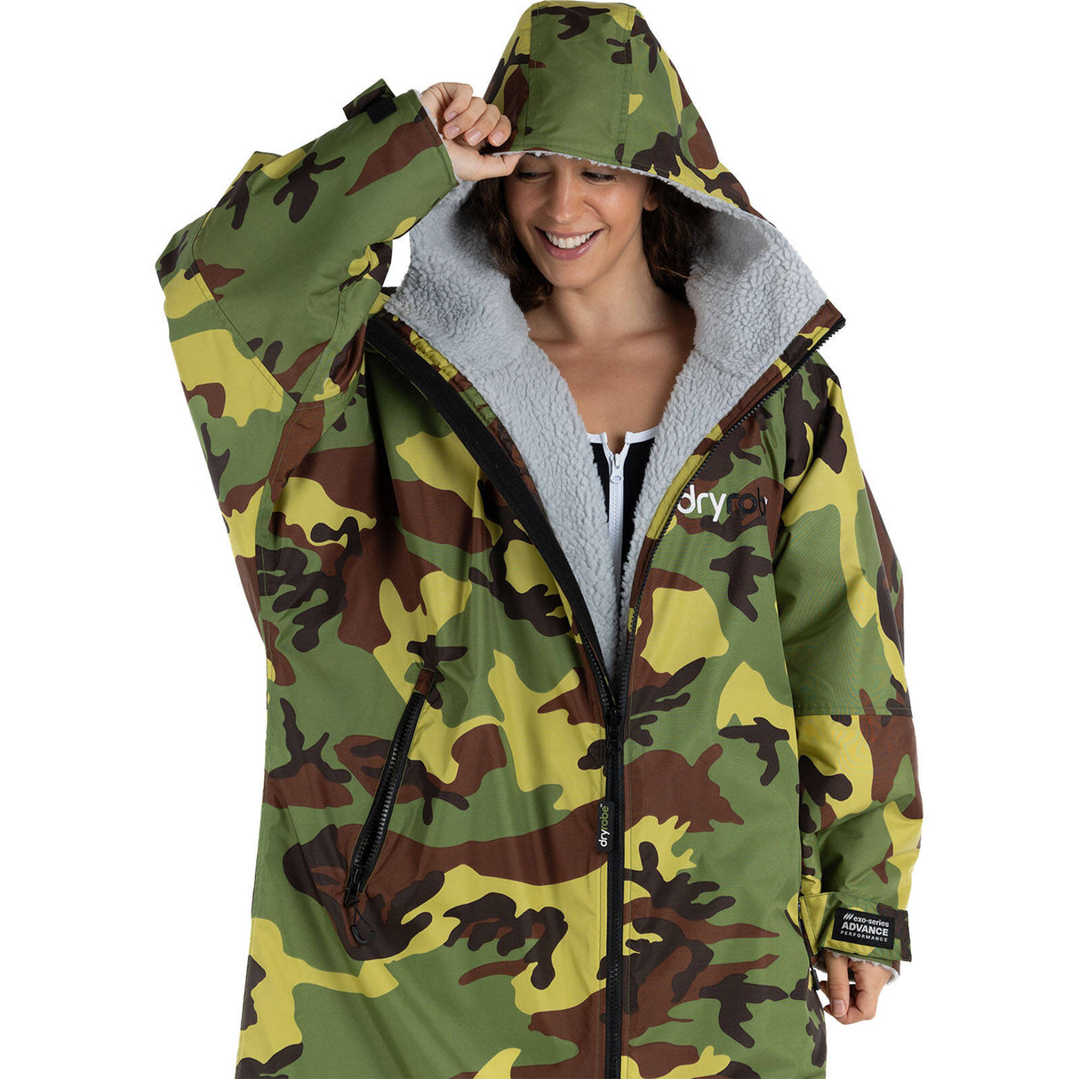 Dryrobe Advance Long Sleeve V3 Changing Robe - Camoflage/Grey