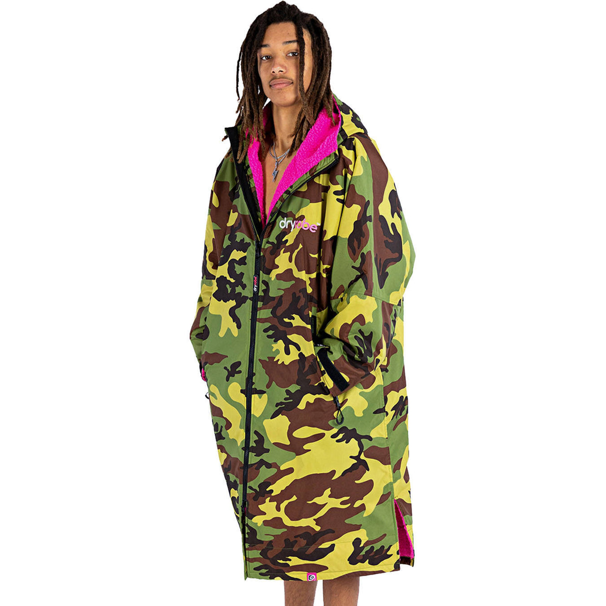 Dryrobe Advance Long Sleeve V3 Changing Robe - Camoflage/Pink