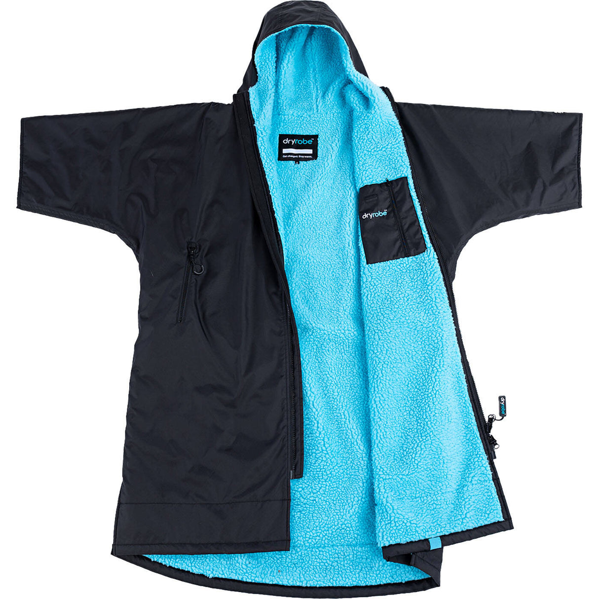 Dryrobe Advance Short Sleeve V3 Changing Robe - Black/Blue