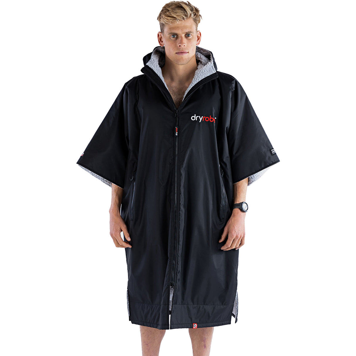 Dryrobe Advance Short Sleeve V3 Changing Robe - Black/Grey