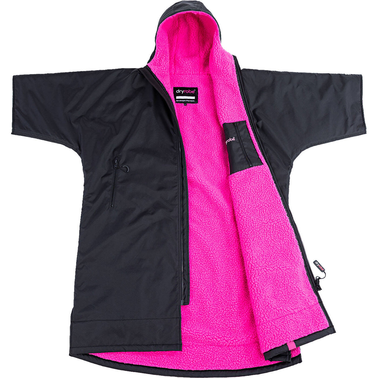 Dryrobe Advance Short Sleeve V3 Changing Robe - Black/Pink