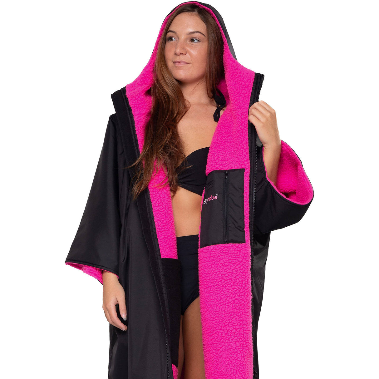 Dryrobe Advance Short Sleeve V3 Changing Robe - Black/Pink