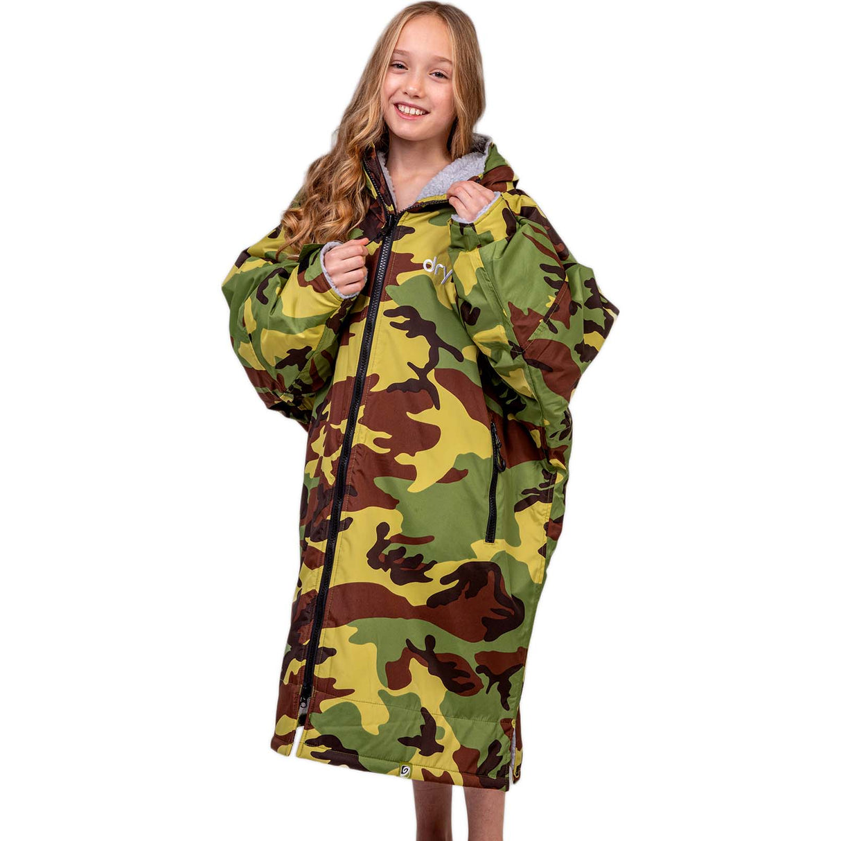 Dryrobe Advance Kids Long Sleeve V3 Changing Robe - Camoflage/Grey