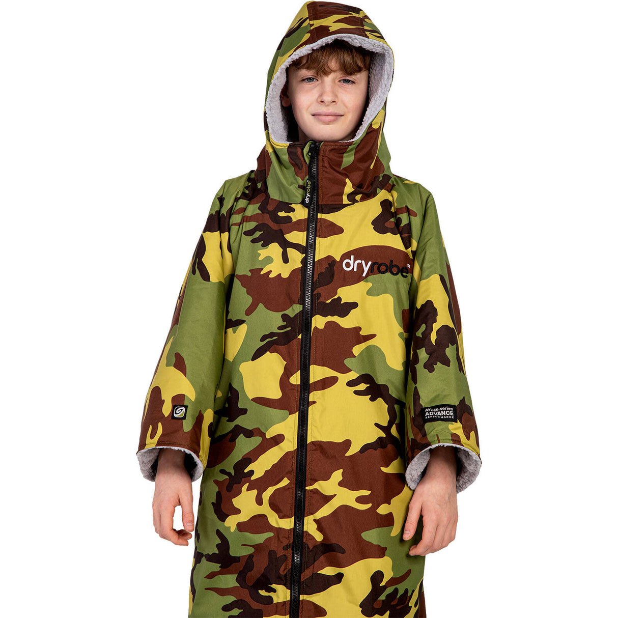 Dryrobe Advance Kids Short Sleeve V3 Changing Robe - Camoflage/Grey