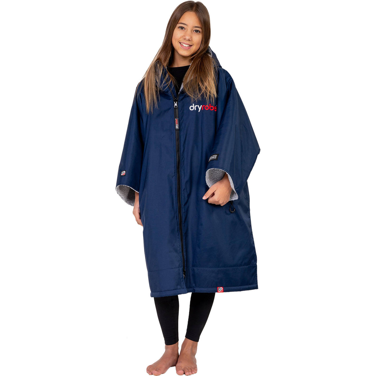 Dryrobe Advance Kids Short Sleeve V3 Changing Robe - Navy Blue/Grey
