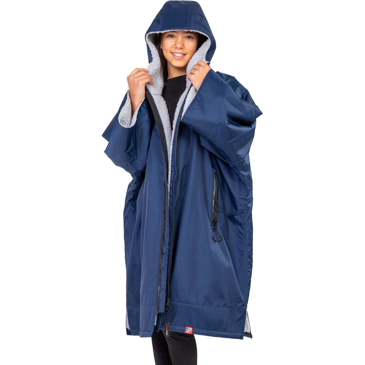 Dryrobe Advance Kids Short Sleeve V3 Changing Robe - Navy Blue/Grey