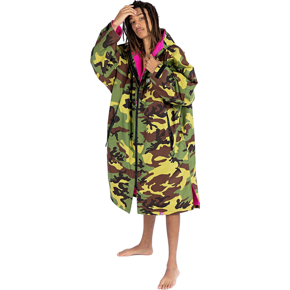 Dryrobe Advance Long Sleeve Changing Robe - Camo/Pink