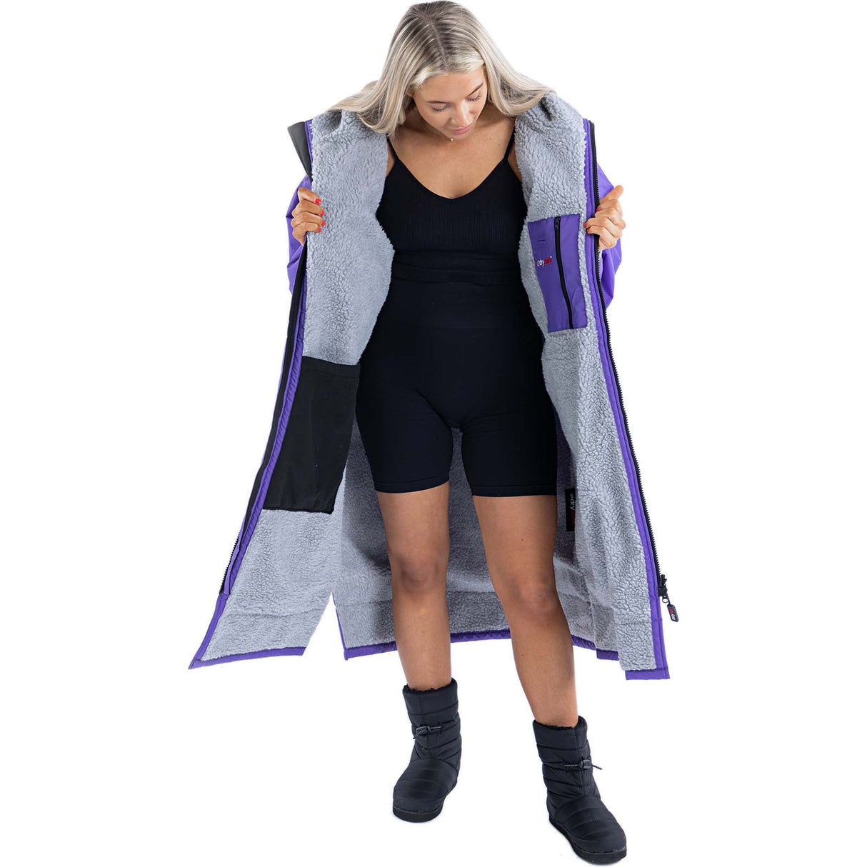Dryrobe Advance Long Sleeve Changing Robe - Purple/Grey