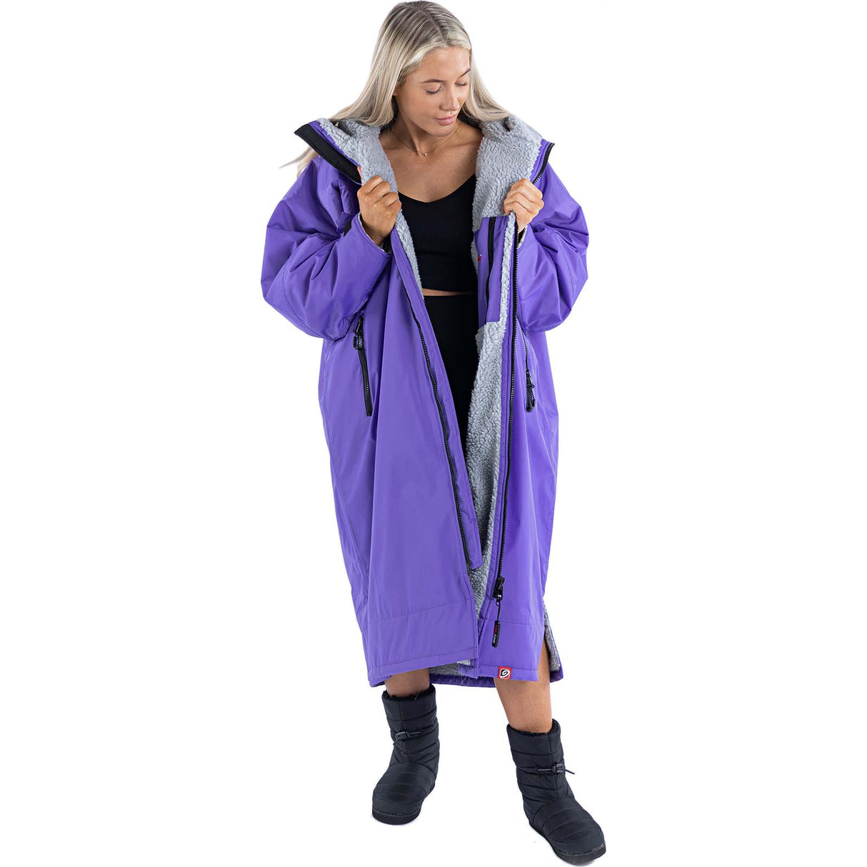 Dryrobe Advance Long Sleeve Changing Robe - Purple/Grey