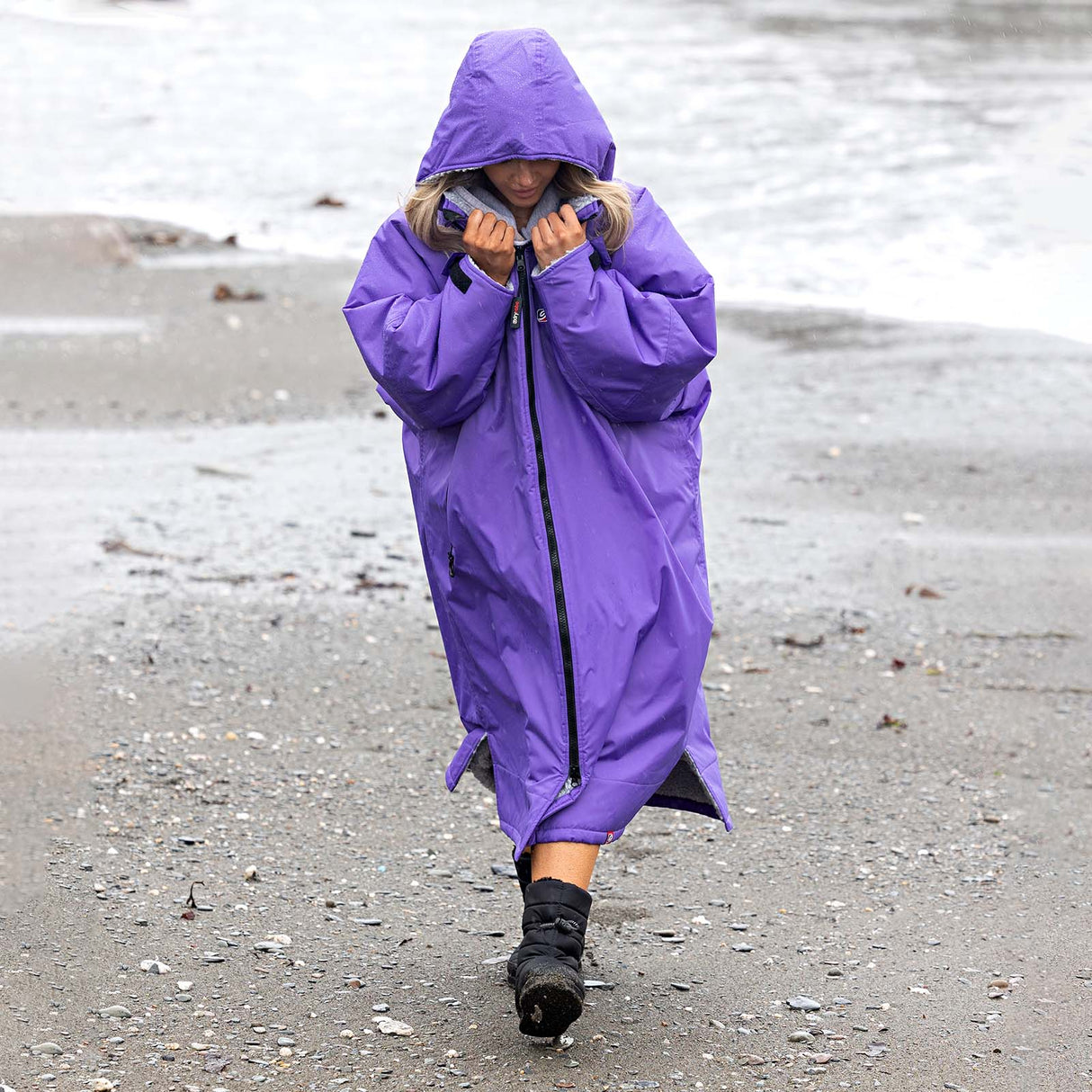 Dryrobe Advance Long Sleeve Changing Robe - Purple/Grey