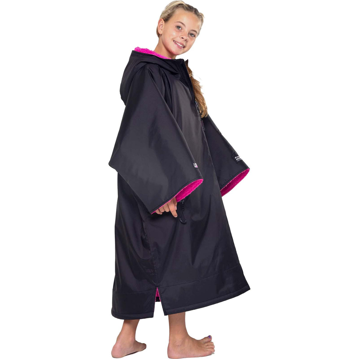 Dryrobe Advance Kids Short Sleeve Changing Robe - Black/Pink