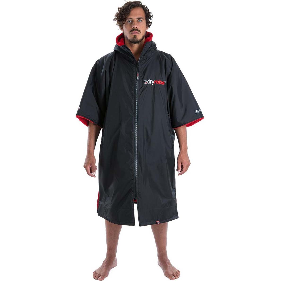 Dryrobe Advance Short Sleeve Changing Robe - Black/Red