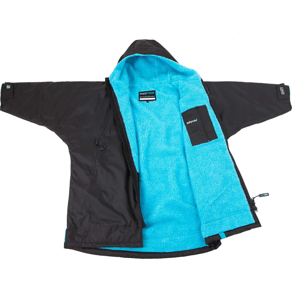 Dryrobe Advance Kids Long Sleeve Changing Robe - Black/Blue