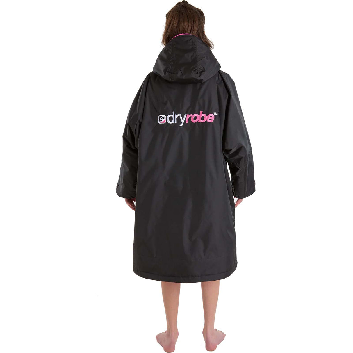 Dryrobe Advance Kids Long Sleeve Changing Robe - Black/Pink