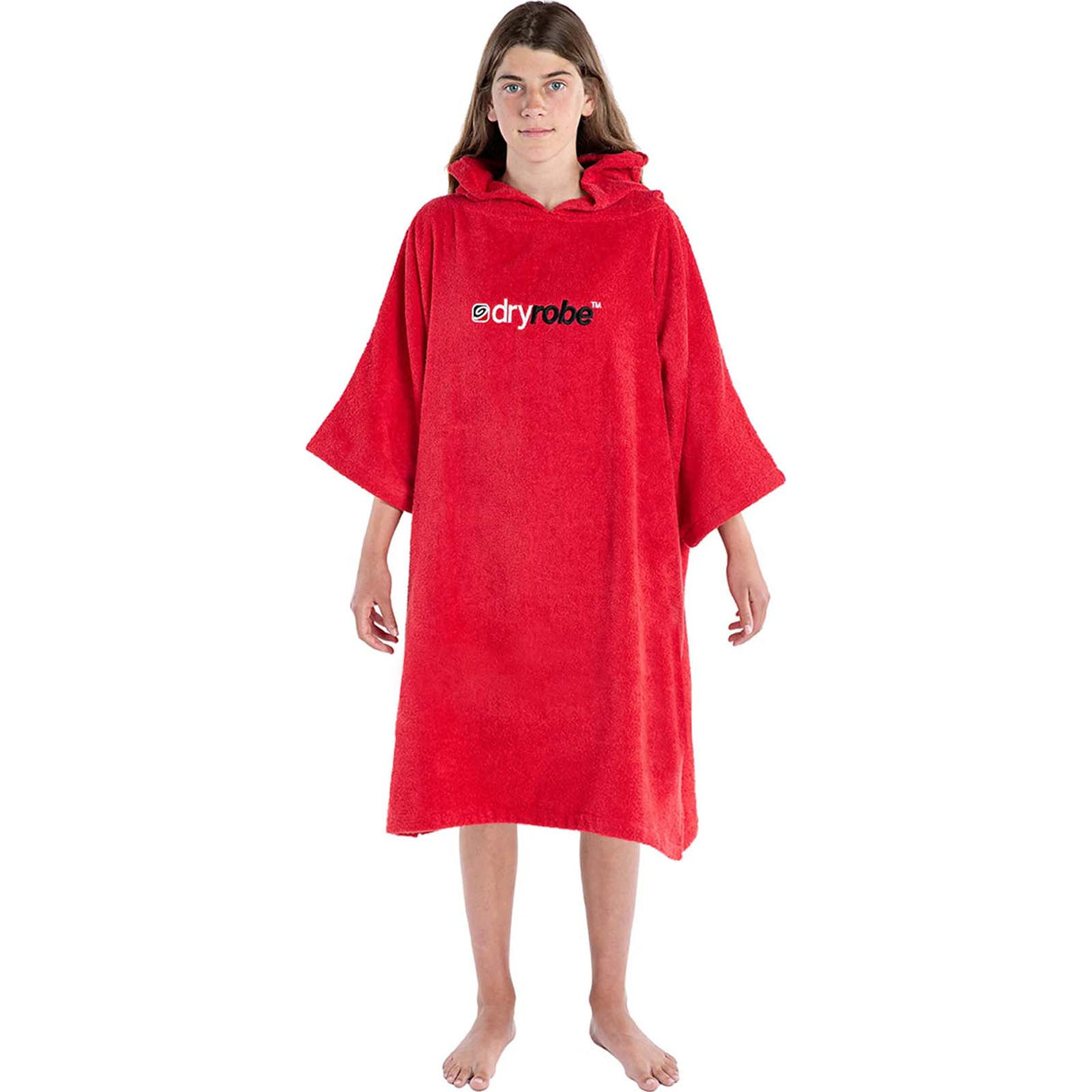 Dryrobe Kids Organic Cotton Towel Short Sleeve Changing Robe - Red