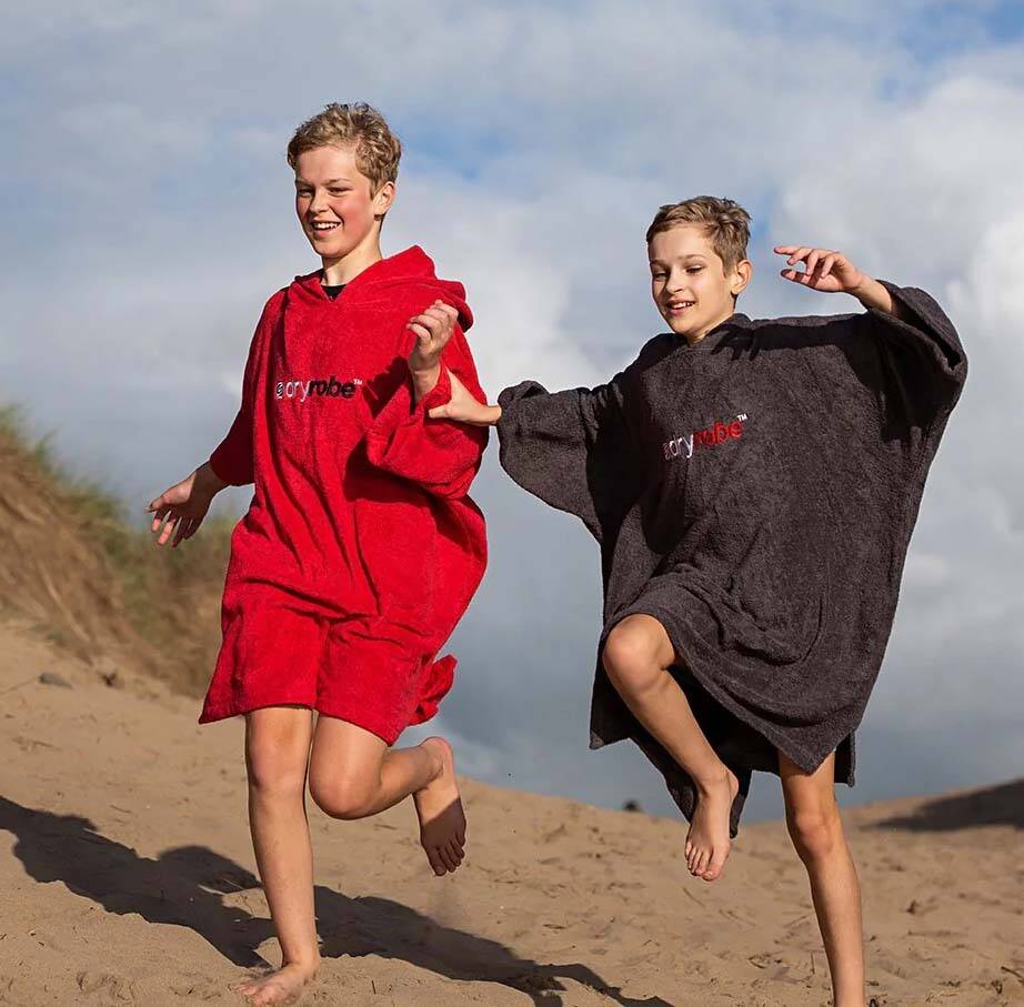 Dryrobe Kids Organic Cotton Towel Short Sleeve Changing Robe - Slate Grey