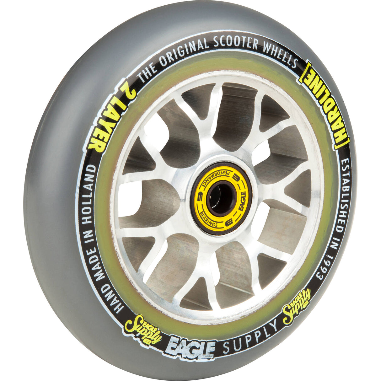 Eagle Sport Hardline 2-Layer X6 Sewercaps Scooter Wheel - Grey/Silver 115mm
