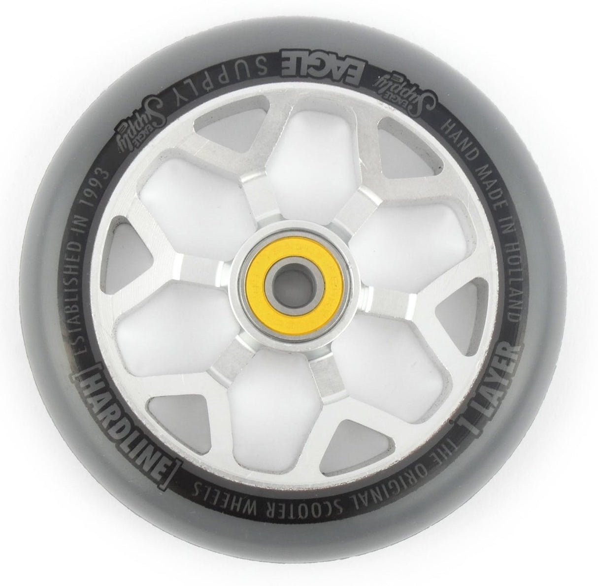 Eagle Sport Hardline 1-Layer 6M Sewercaps Scooter Wheel - Grey/Silver 110mm