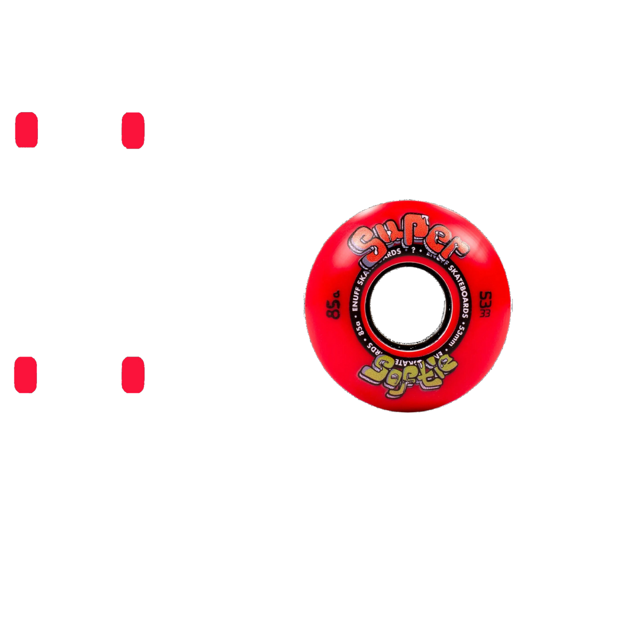 Enuff Super Softies Skateboard Wheels - Red 53mm