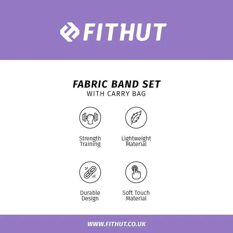 FitHut Mini Fabric Resistant Band Set with Carry Bag - Pink/Black