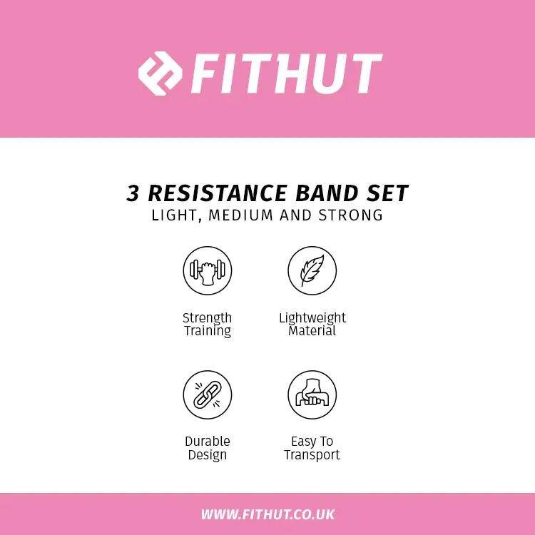 FitHut Resistance Band x3 Set - Pink