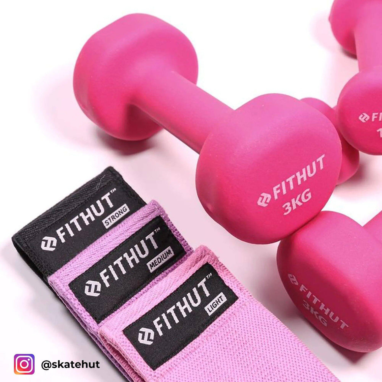 FitHut Twin Pack 3kg Dumbbell - Pink