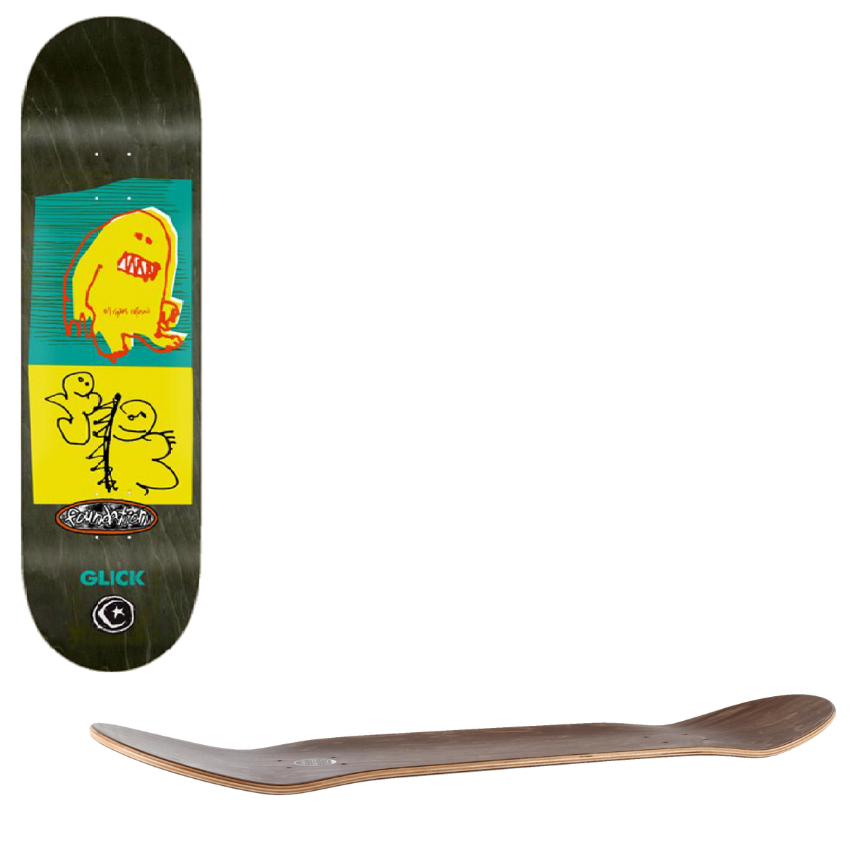 Foundation Glick All Rights Refused Skateboard Deck - 8.38"