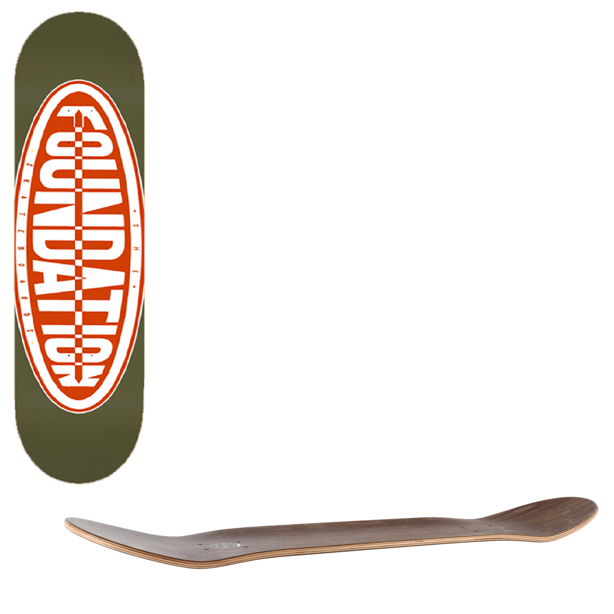 Foundation Oval Skateboard Deck - Olive 8.5"