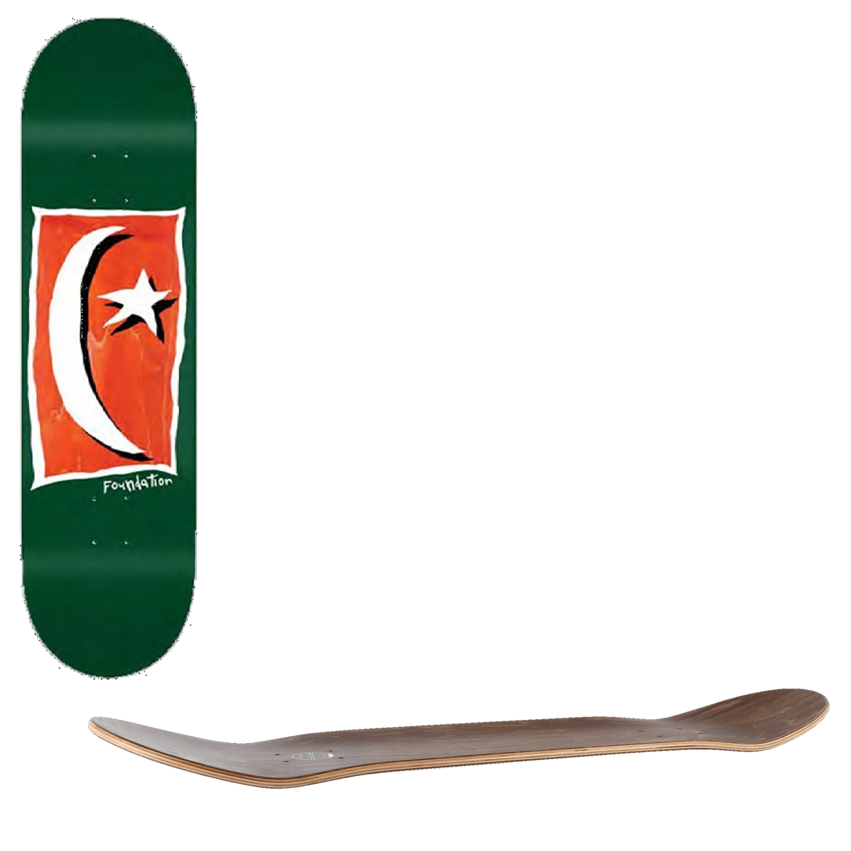 Foundation Star & Moon Square V2 Skateboard Deck - Green 8.125''
