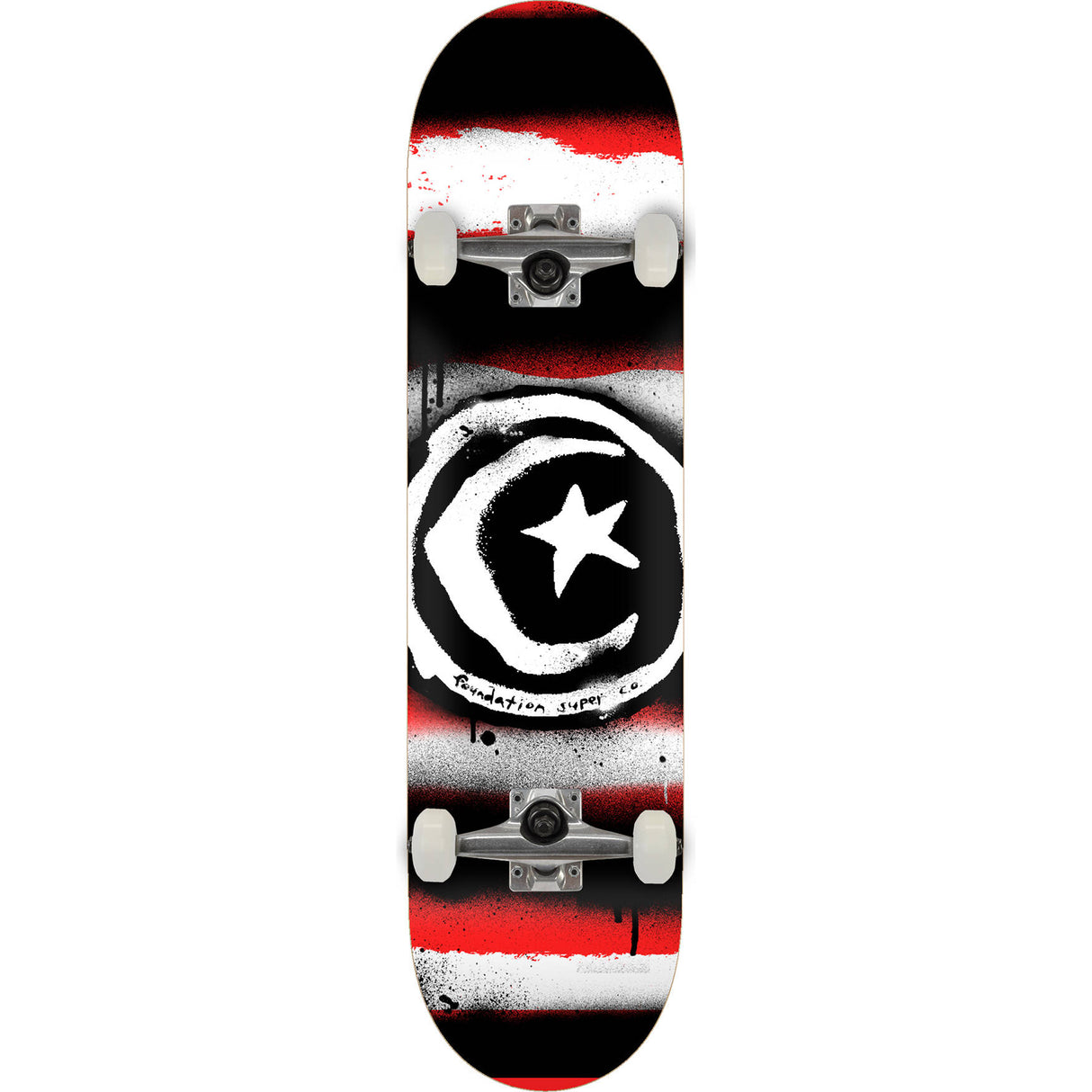 Foundation Red Distressed Stripe Complete Skateboard - 8"