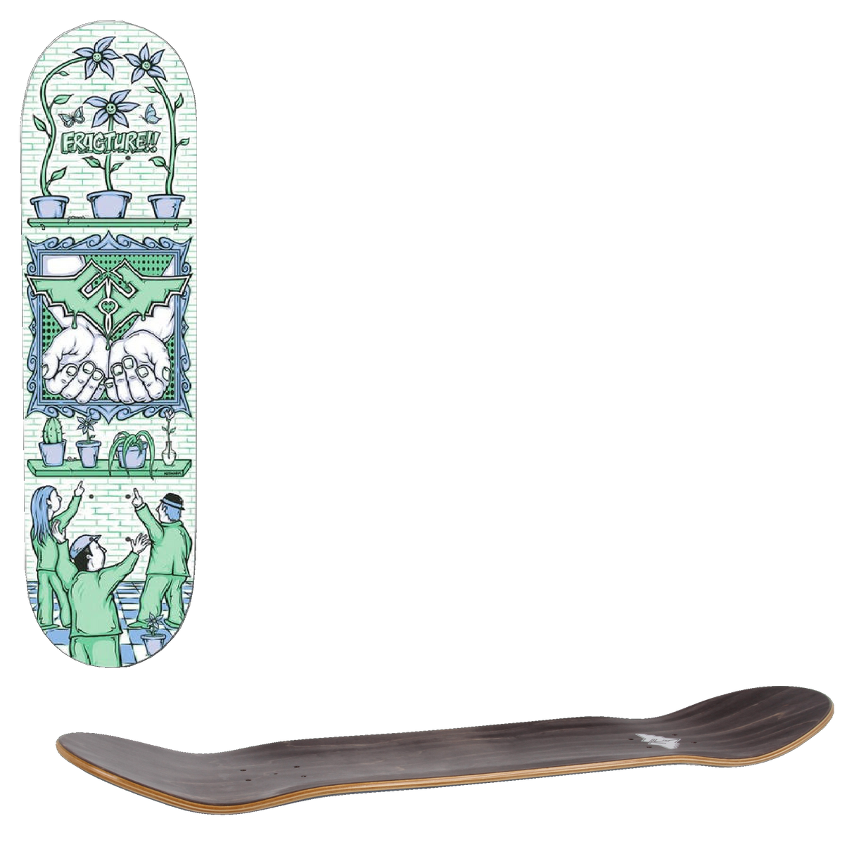 Fracture Adswarm Skateboard Deck - Green/Blue 8''