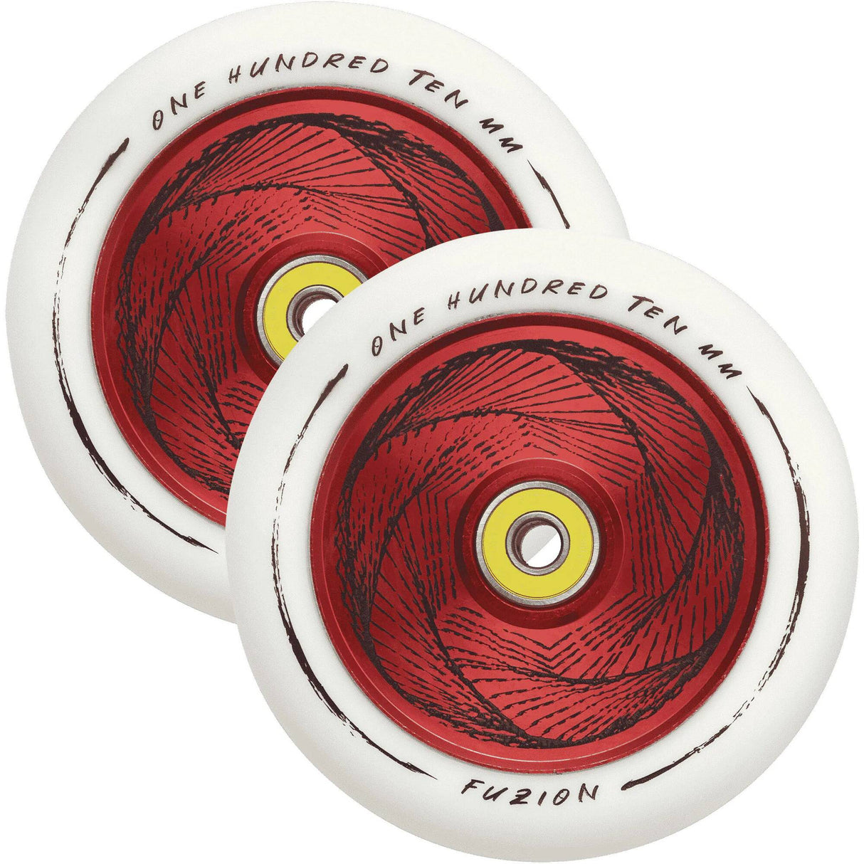 Fuzion Marker Hollowcore Scooter Wheels 110mm - Red/White (Pair)