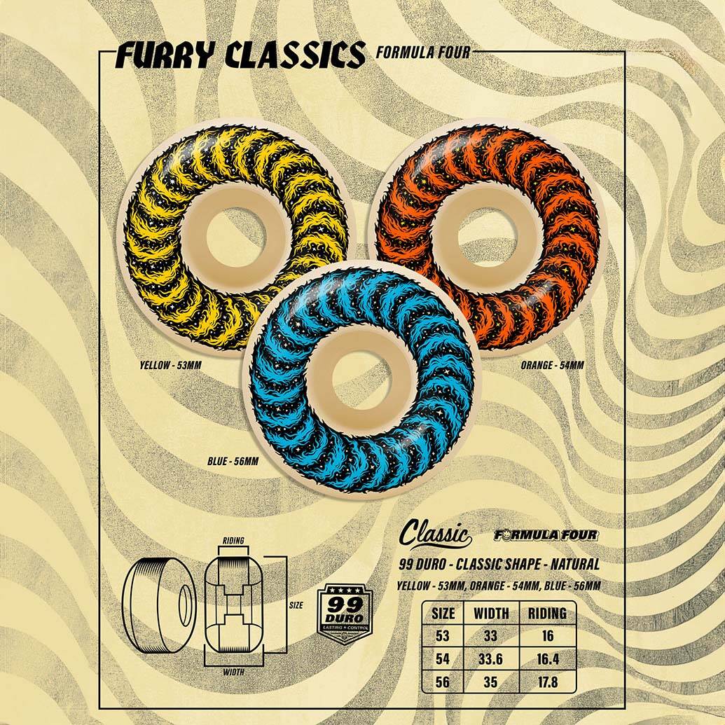 Spitfire x Grimple F4 Furry Classics 99 Skateboard Wheels - White 54mm