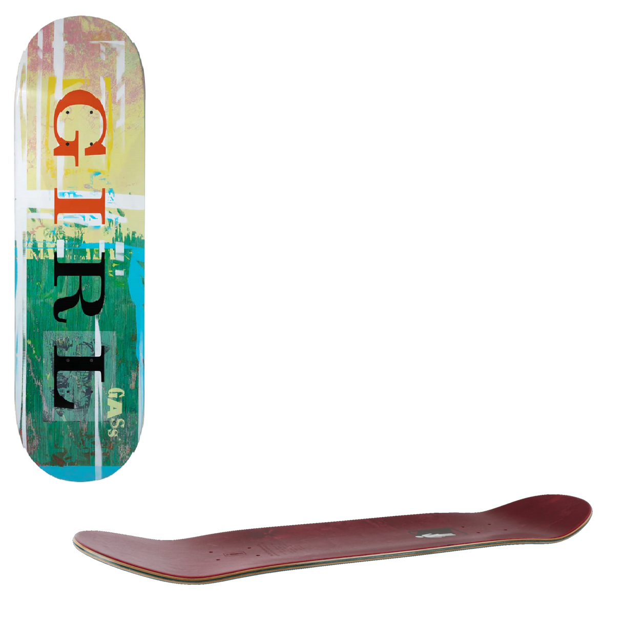 Girl Letterpress Skateboard Deck - Gass 8"