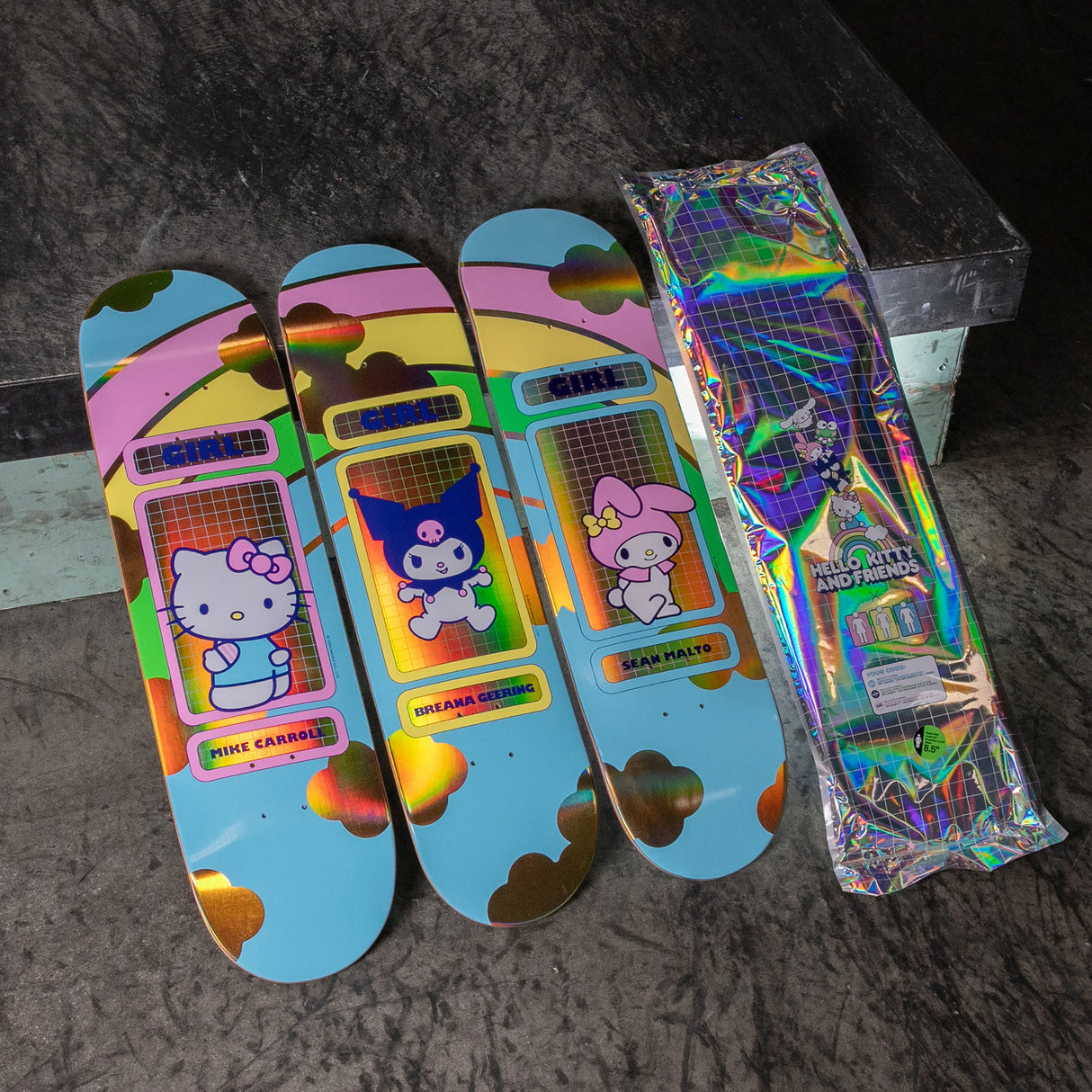 Girl Hello Kitty Rainbow Skateboard Deck - Carroll 8.5"