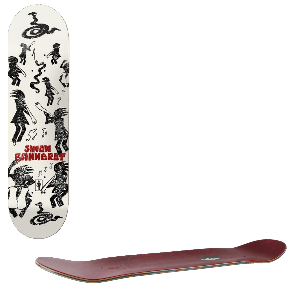 Girl Kokopelli One Off Skateboard Deck - Bannerot 8.25''