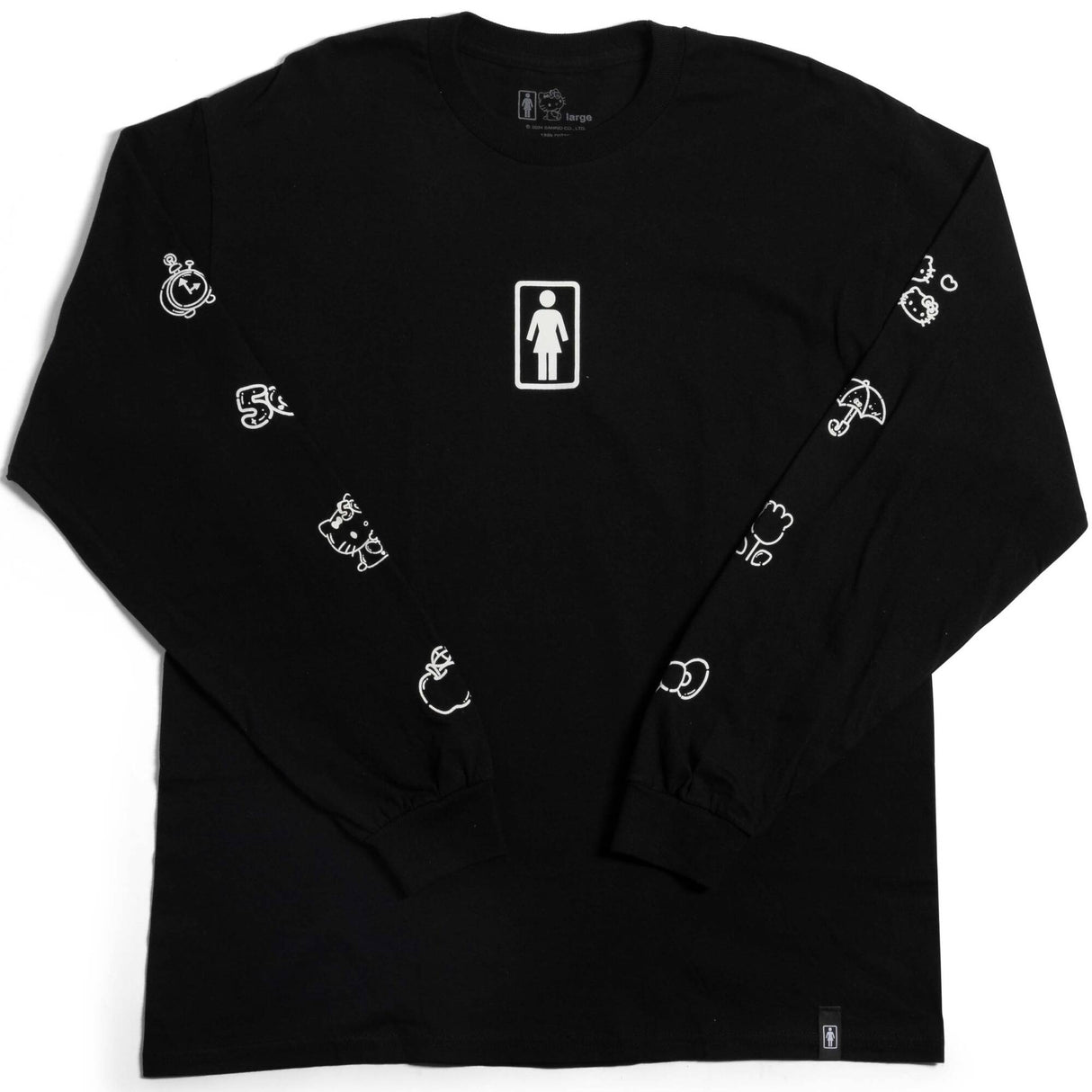 Girl x Hello Kitty Sleeve L/S T Shirt - Black