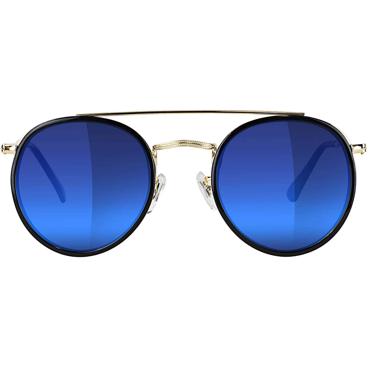 Glassy Parker Sunglasses - Black/Gold/Blue Mirror