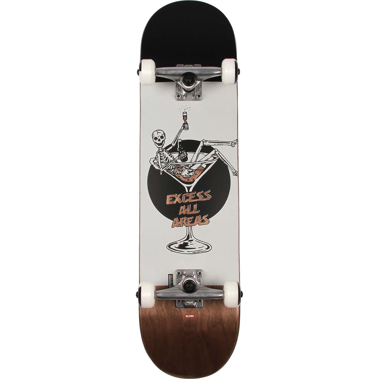 Globe Excess Complete Skateboard - White/Brown 8"