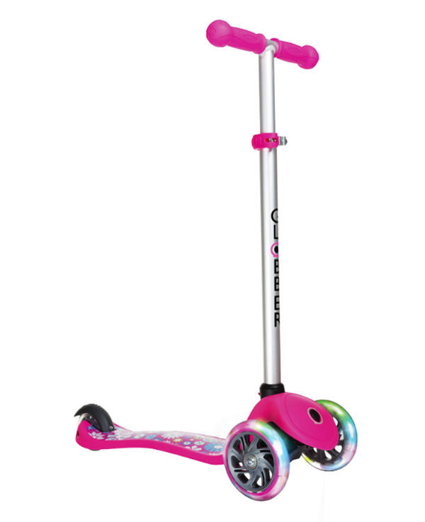 Globber My Free Primo Fantasy Lights Complete Scooter - Small Flower Neon Pink