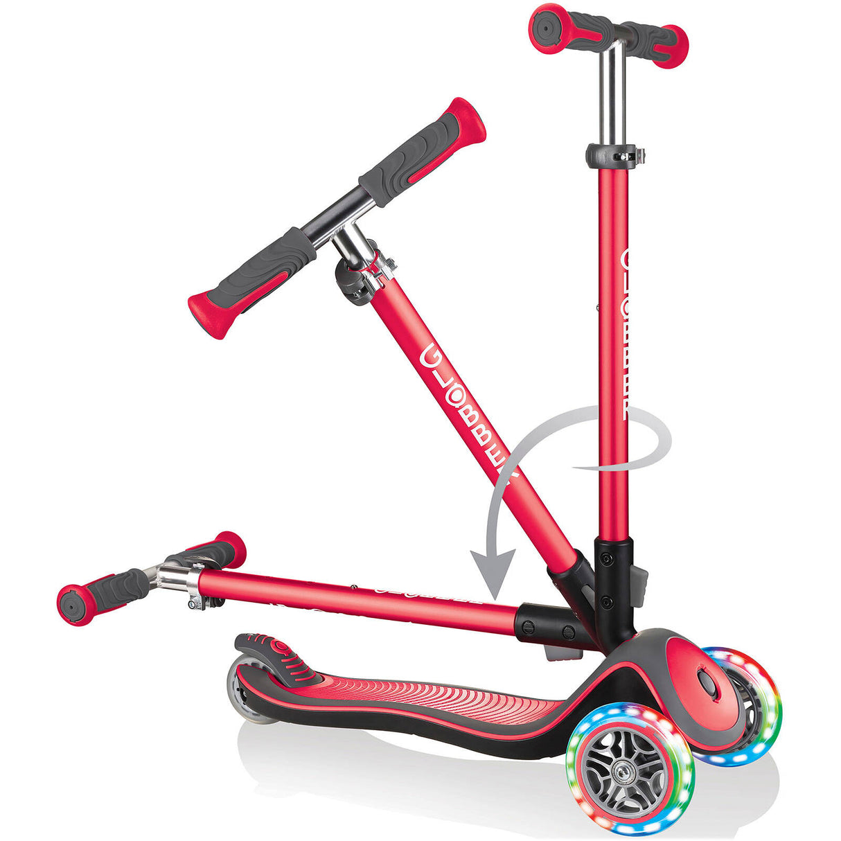 Globber Elite Deluxe Lights Light-Up Complete Scooter - Red