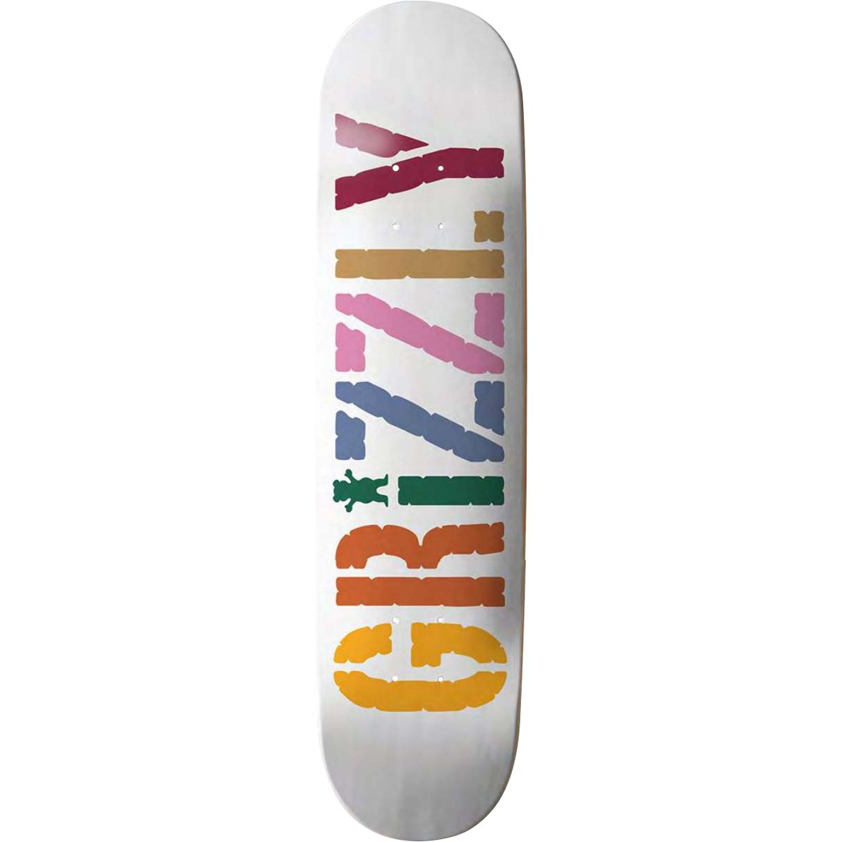 Grizzly Teracotta Skateboard Deck - White 8"