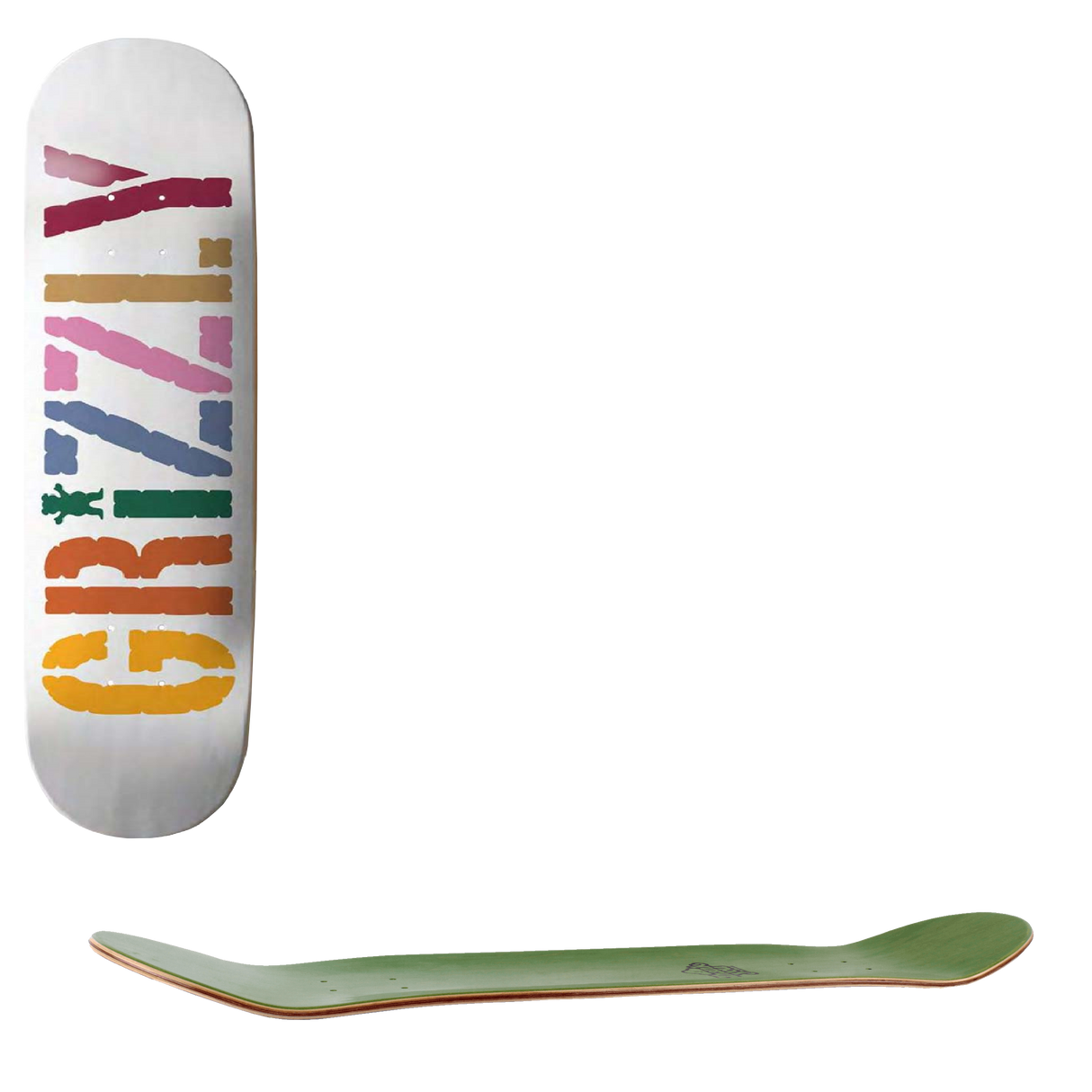 Grizzly Teracotta Skateboard Deck - White 7.75"