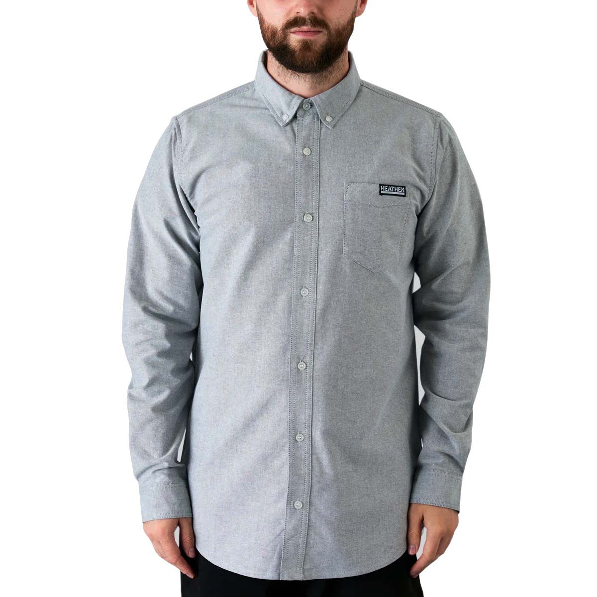 Heathen Cannibal Ox-ford Longsleeve Shirt - Nothing Grey
