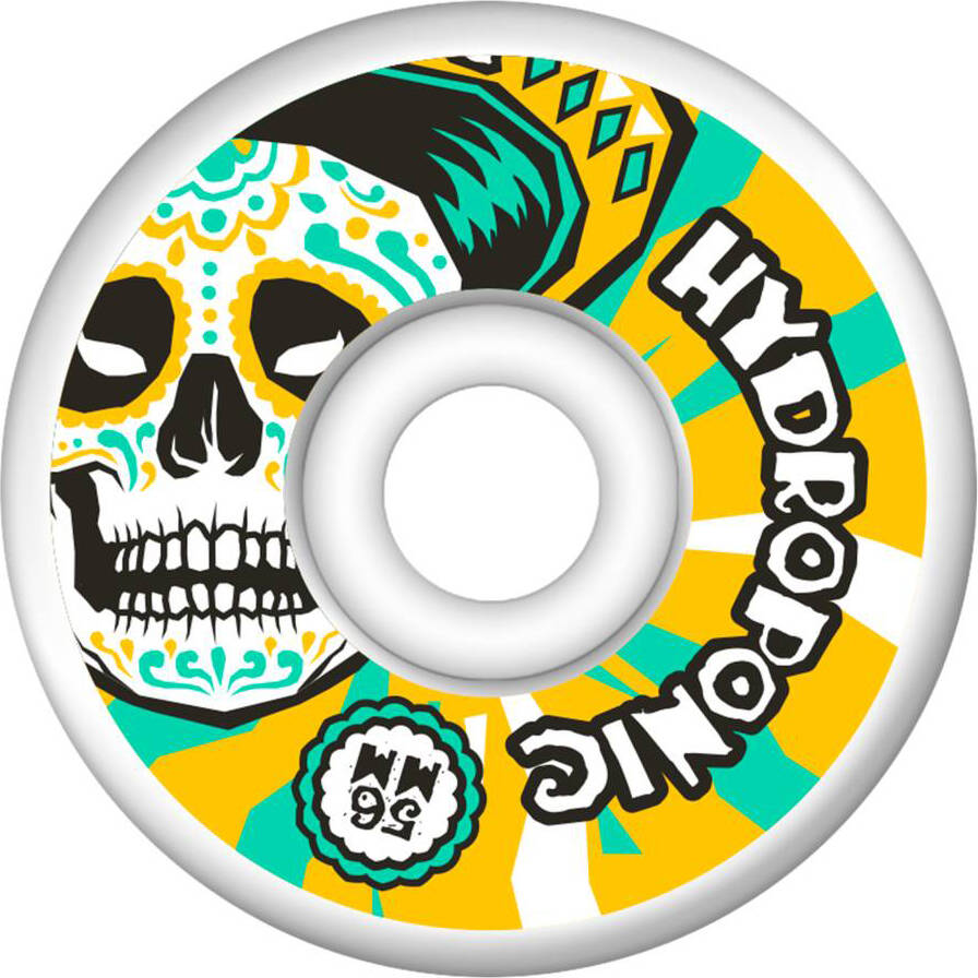 Hydroponic Mexican Skull 2.0 Skateboard Wheels - White/Yellow 56mm