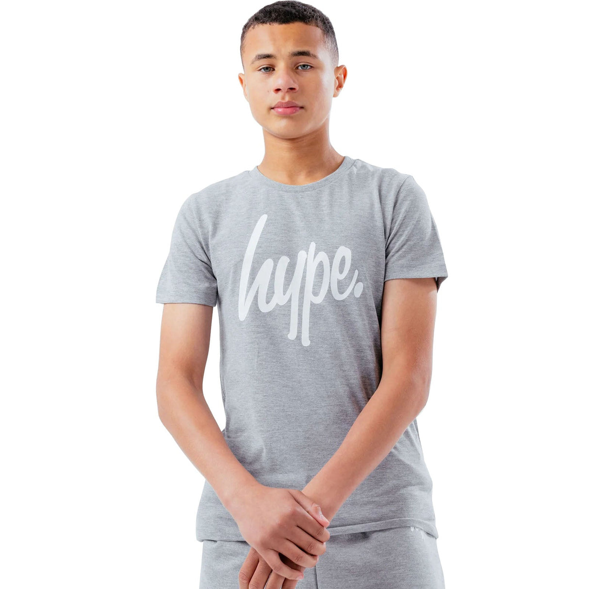 Hype Script Kids T Shirt - Grey Marl